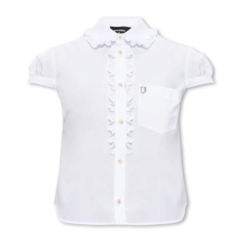 Shirt met logoplaquette Dsquared2 , White , Dames
