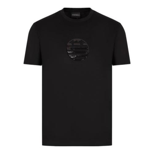 Zwart T-shirt met Pailletten voor Heren Emporio Armani , Black , Heren