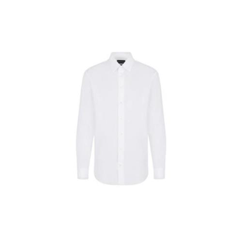 Italiaanse Kraag Poplin Overhemd Emporio Armani , White , Heren