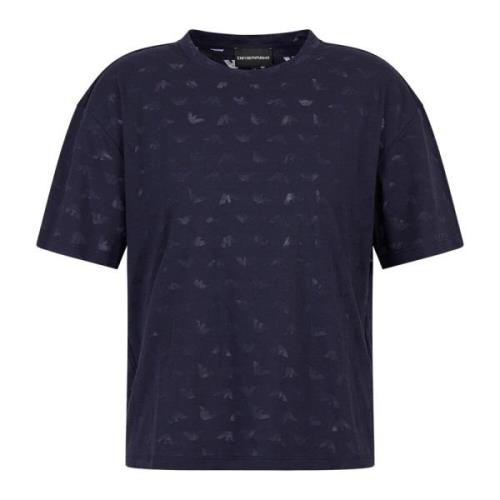 Devoré T-shirt met adelaarmotief Emporio Armani , Blue , Dames