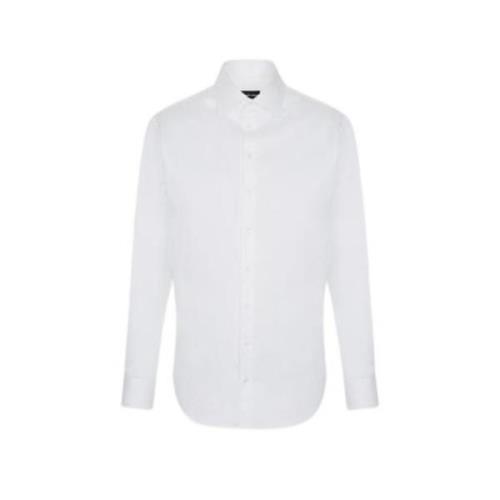 Katoenen Poplin Semi-Franse Kraag Overhemd Emporio Armani , White , He...