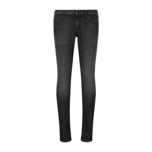 Vintage Delavé Zwarte Denim Jeans Emporio Armani , Gray , Heren