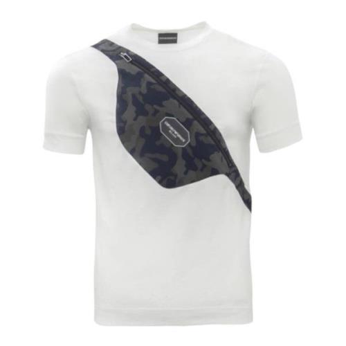 Witte heren T-shirt met camouflage zak Emporio Armani , White , Heren