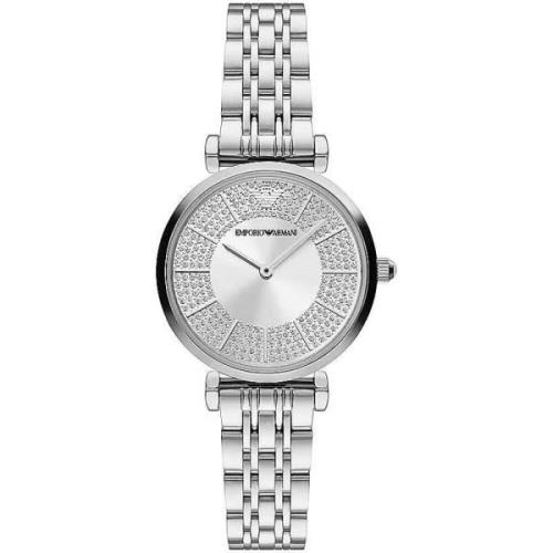 Zilveren Stalen Quartz Horloge met Stenen Emporio Armani , Multicolor ...