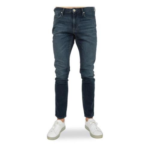 Slim-Fit Blauwe Denim Jeans Emporio Armani , Blue , Heren