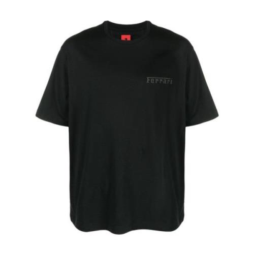 Zwart Logo-Print T-Shirt Ferrari , Black , Heren