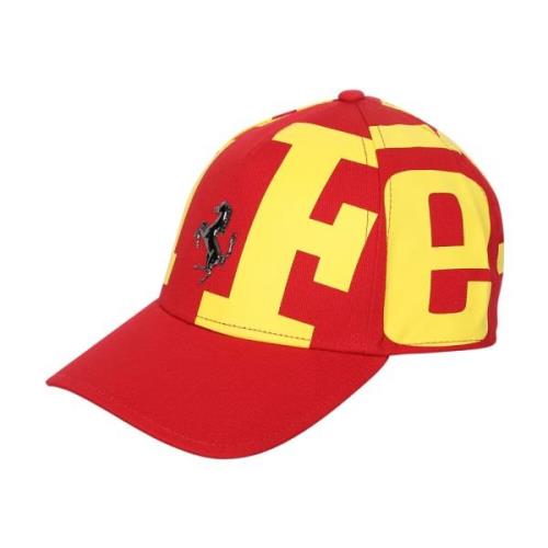 Logo Print Baseball Cap in Rood/Geel Ferrari , Red , Heren