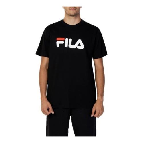 Heren Zwart Print T-shirt Fila , Black , Heren