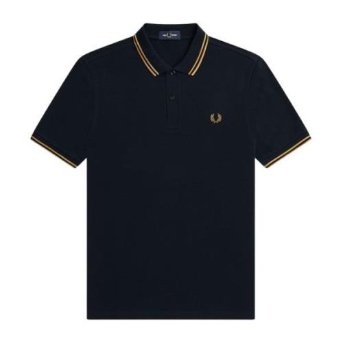 Klassieke katoenen polo met dubbele streep Fred Perry , Blue , Heren