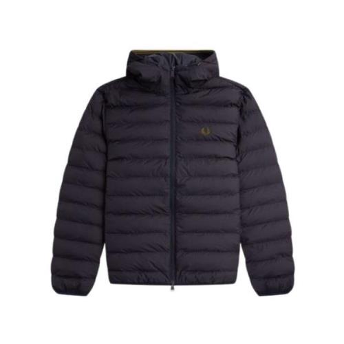 Gerecyclede Nylon Bomberjack met Capuchon Fred Perry , Blue , Heren