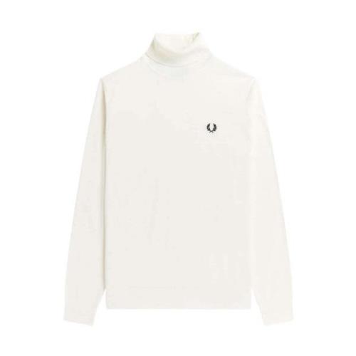 Marineblauwe Roll Neck Coltrui Fred Perry , White , Heren