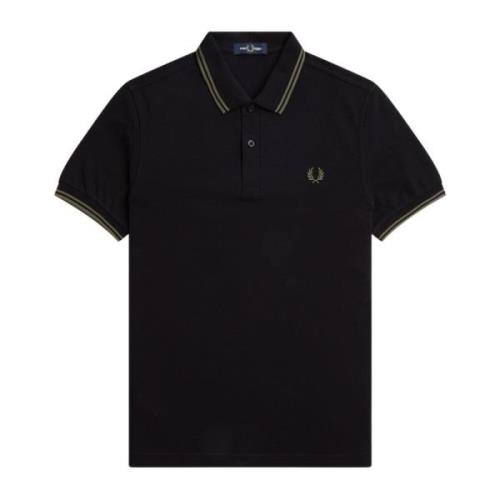 Klassieke katoenen polo met dubbele streep Fred Perry , Black , Heren