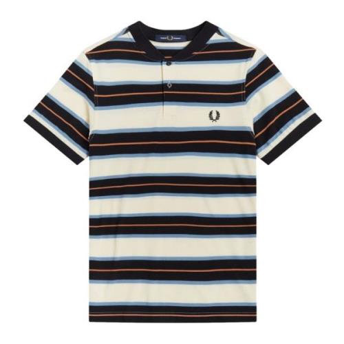 Gestreept Bomber Kraag Polo Shirt Fred Perry , White , Heren