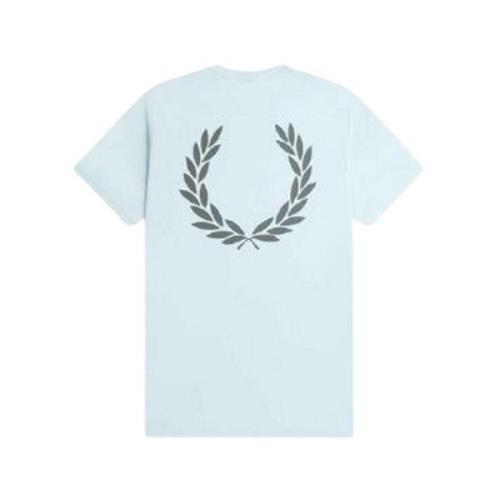 Celeste Back Grafisch T-Shirt Fred Perry , Blue , Heren