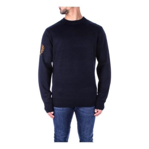 Blauwe Logo Sweaters Fred Perry , Blue , Heren