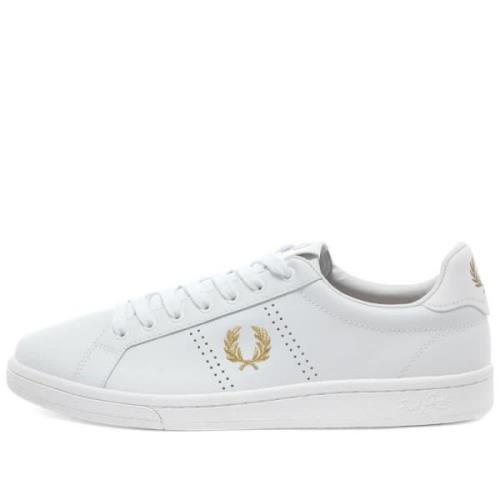 Geperforeerde leren tennisschoenen Fred Perry , White , Heren