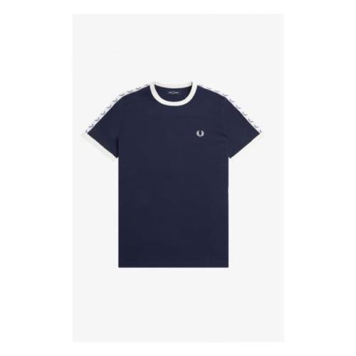 Taped Ringer T-Shirt Carbon Blue Fred Perry , Blue , Heren