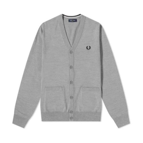 Merino Cotton Classic Cardigan Fred Perry , Gray , Heren