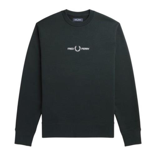 Nachtgroene Geborduurde Sweatshirt Fred Perry , Green , Heren