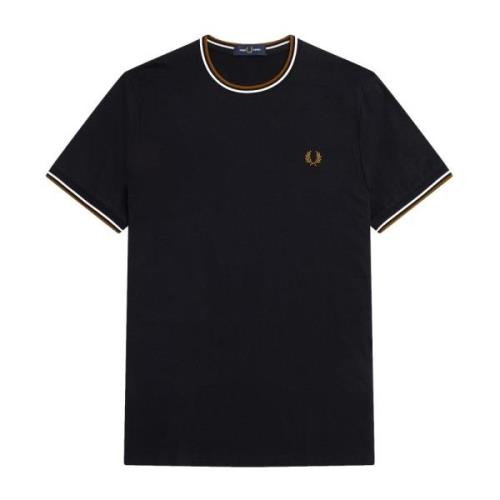 Twin Tipped Ronde Hals T-Shirt Fred Perry , Black , Heren