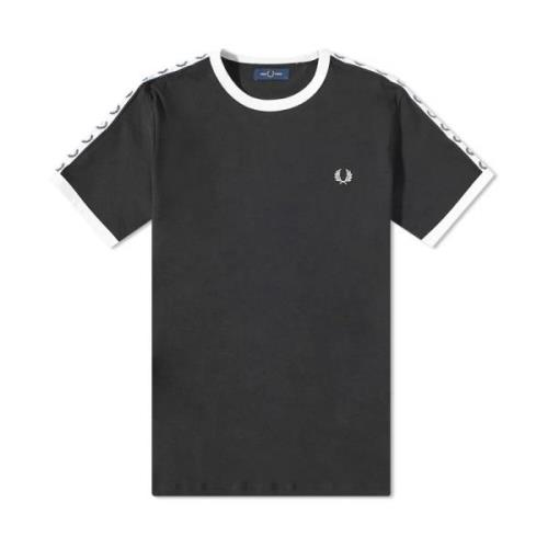 Taped Ringer T-Shirt met Laurel Crown Mouw Detail Fred Perry , Black ,...