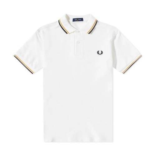 Slim Fit Twin Tipped Polo in Snow White/Gold/Navy Fred Perry , White ,...