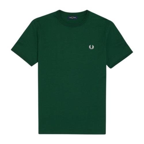 Klassiek Katoenen Ringer T-Shirt Fred Perry , Green , Heren