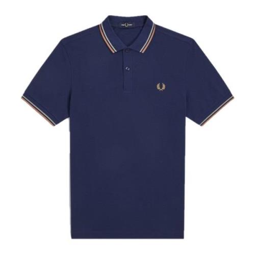 Slim Fit Twin Tipped Polo in French Navy/Seagrass/Light Rust Fred Perr...