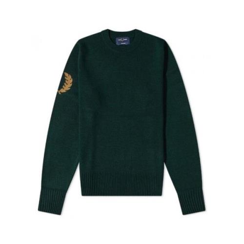 Klassieke Tartan Groene Crew Sweat met Laurel Wreath Fred Perry , Gree...