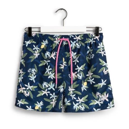 Marine Lemon Flower Swim Shorts Gant , Blue , Heren