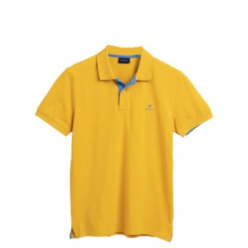 Polo met contrasterende kraag Gant , Yellow , Heren