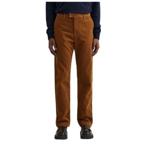 Corduroy Chino Broek Gant , Brown , Heren