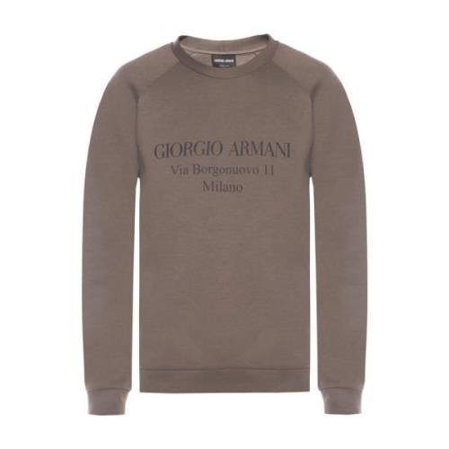 Sweatshirt met logo Giorgio Armani , Brown , Heren