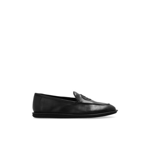 Leren schoenen met logo Giorgio Armani , Black , Heren