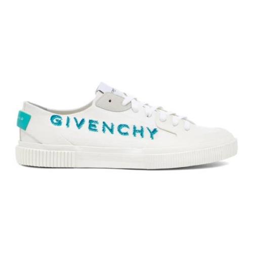 Canvas Sneakers, Blauwe Details, Comfortabel en Givenchy , White , Her...