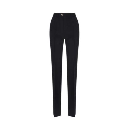 Straight-Fit Zijden en Wol Broek Gucci , Black , Dames