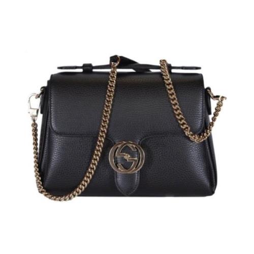 GG Interlocking Top Handle Shoulder Tas Gucci , Black , Dames