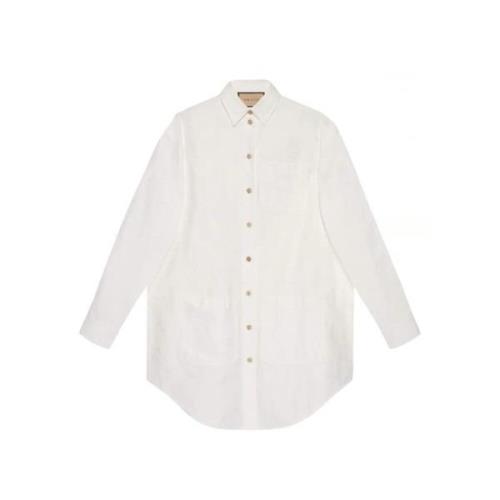 Knoopsluiting katoenen overhemd-40 Gucci , White , Dames
