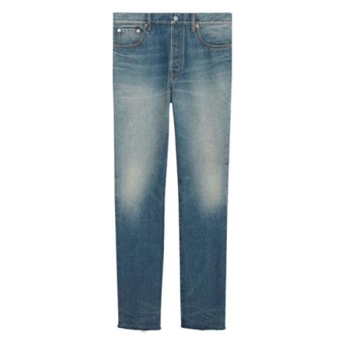 Mid-rise straight-leg gewassen jeans Gucci , Blue , Dames