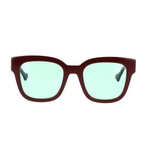 Minimalistische vierkante zonnebril met groene lenzen Gucci , Brown , ...