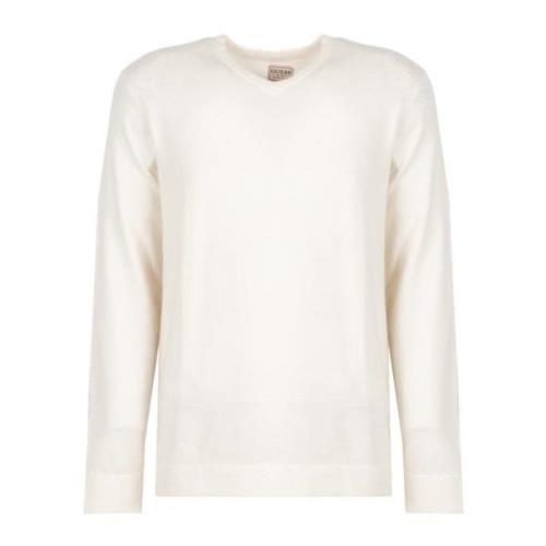 Comfortabele V-Hals Sweatshirt Guess , White , Dames