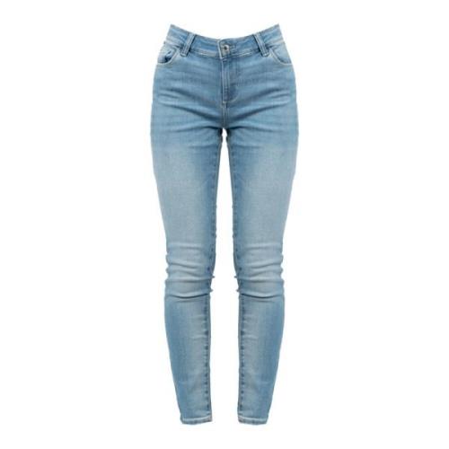 Skinny Jeans met Vervaagd Effect en Mid-Rise Taille Guess , Blue , Dam...
