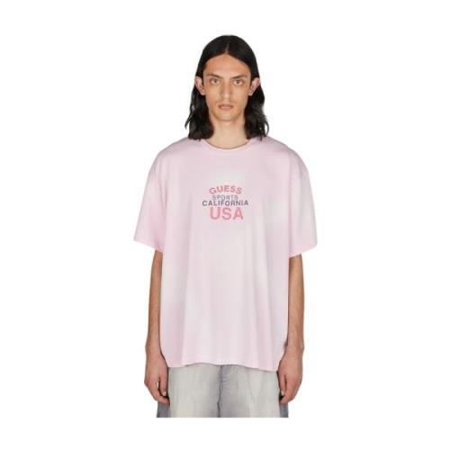 Amerikaanse Spirit Grafisch T-shirt Guess , Pink , Heren