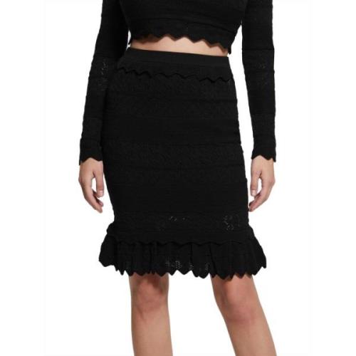 Elegant Ruffled Skirt Guess , Black , Dames