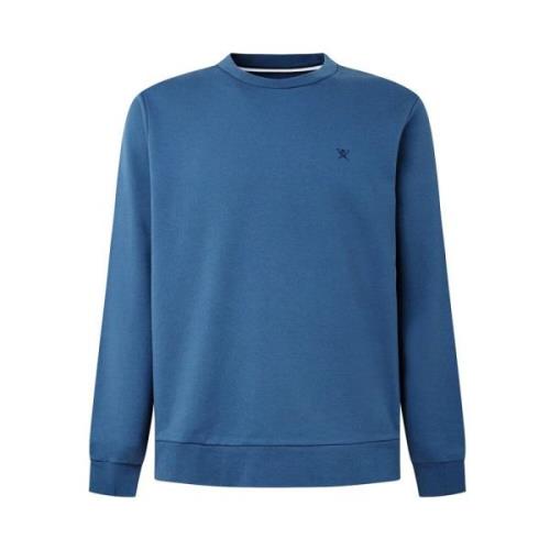 Minimalistische Ronde Hals Sweatshirt Hackett , Blue , Heren