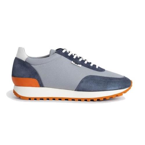 Retro-geïnspireerde Sneakers met Suède en Nylon Hackett , Blue , Heren