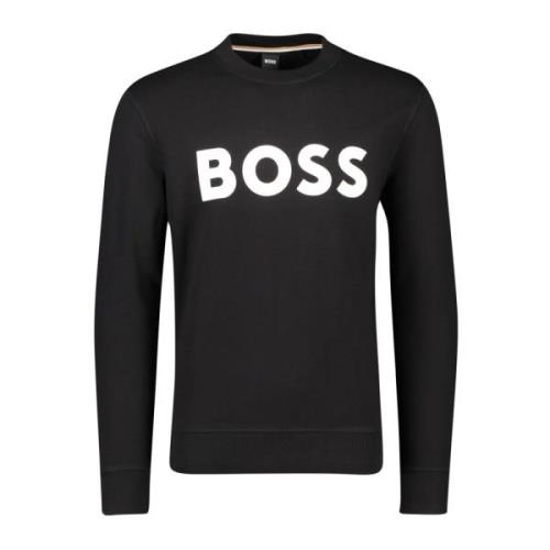 Zwarte Geprinte Ronde Hals Sweater Hugo Boss , Black , Heren