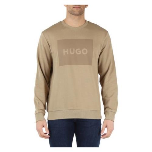 Logo Sweatshirt met Ribdetails Hugo Boss , Beige , Heren