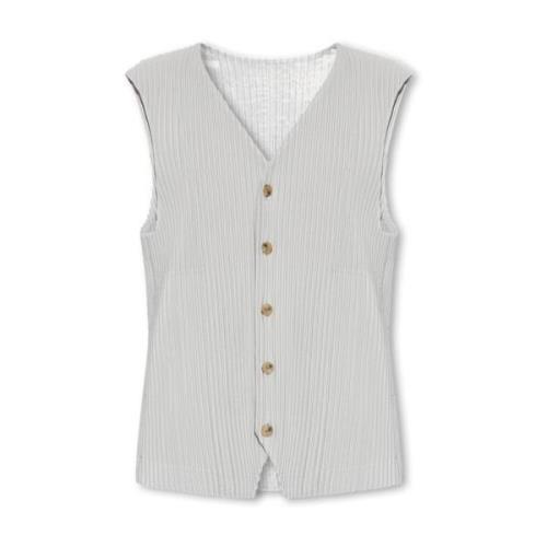 Grijze Geplooide Vest Issey Miyake , Gray , Heren