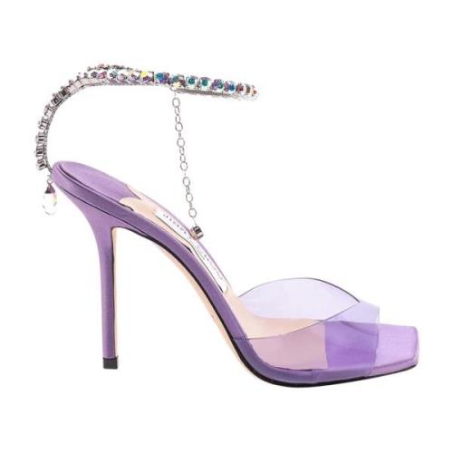 Stunning High Heel Rhinestone Sandals Jimmy Choo , Purple , Dames